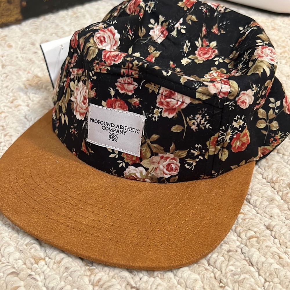 Profound Aesthetic Company Floral Hat w/ Brown Leather Band and Brown Suede Rim